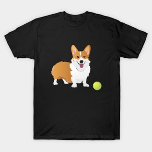 Corgi Dog with a Green Ball T-Shirt